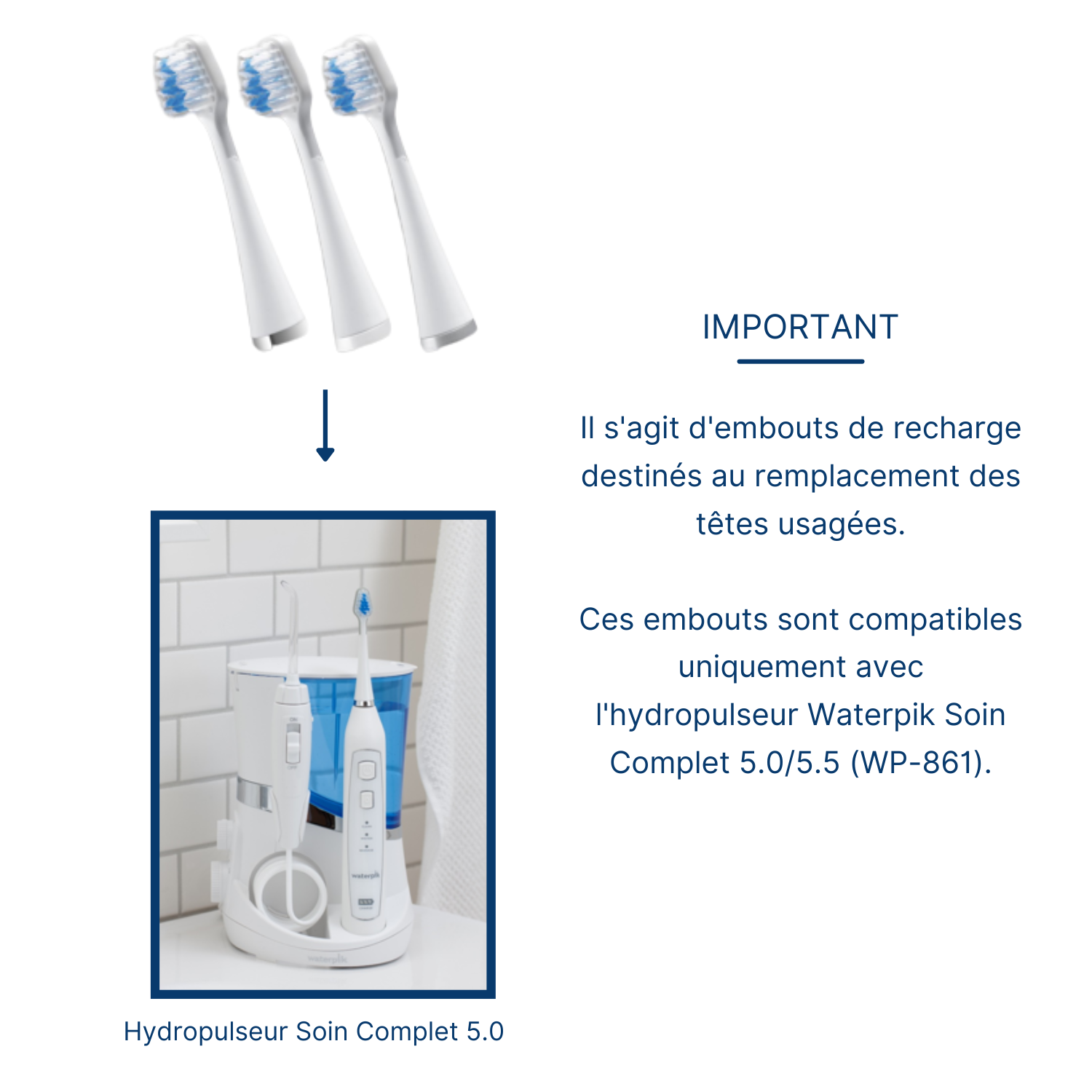 Waterpik Triple Sonic Replacement Brush Heads: White